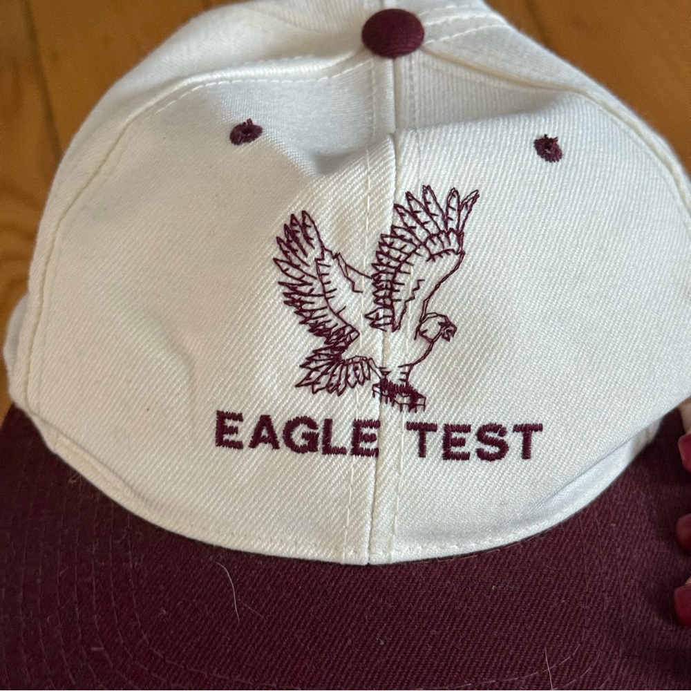 Vintage Dead stock Eagle Test White and Maroon Baseball Cap - Three Brothers - Picture 7 of 7